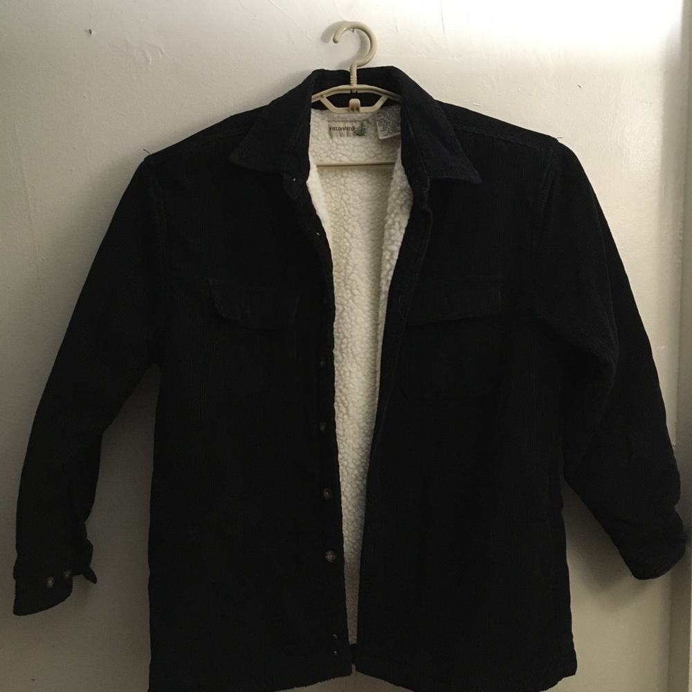 Men’s Fieldmaster Large Black Corduroy Shacket Shirt Fleece Lined